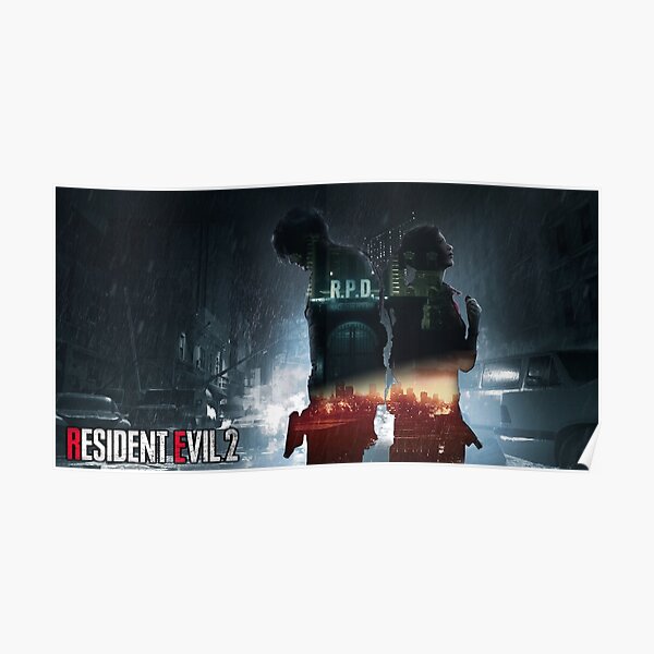 Resident Evil 2 Claire and Leon Poster Poster RB1201 product Offical Resident Evil Merch