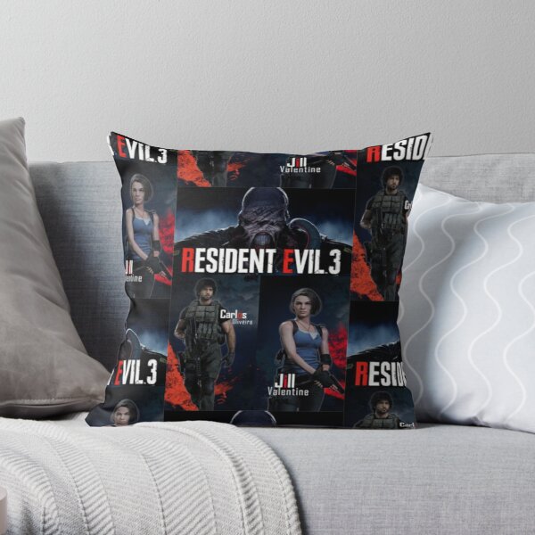 Resident Evil 3 Remake 3 Figure Throw Pillow RB1201 product Offical Resident Evil Merch